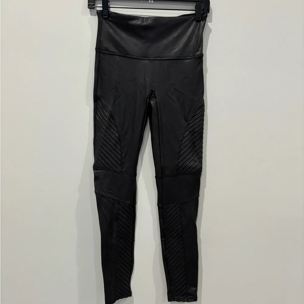 SPANX Black Faux Leather Leggings-size medium - Picture 8 of 16